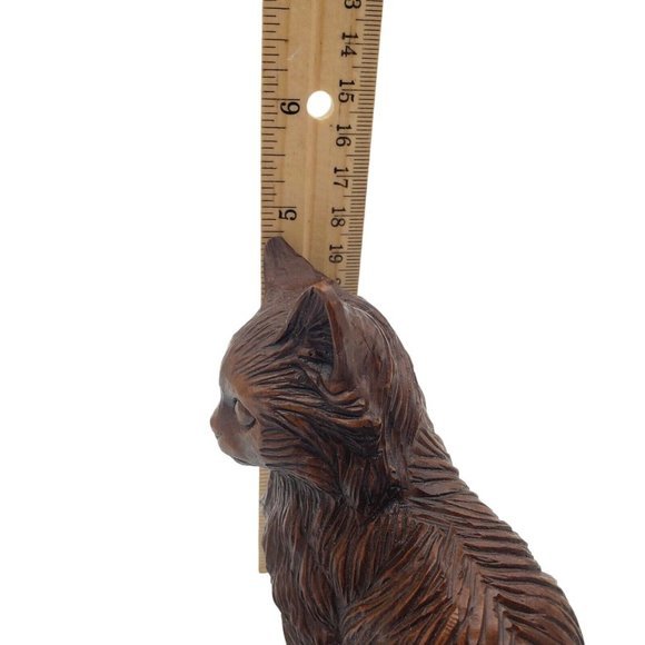 VTG 1992 Red Mill Carved Wood‎ Pecan Shells Cat Statue Figurine Folk Art Kitty - Picture 7 of 8